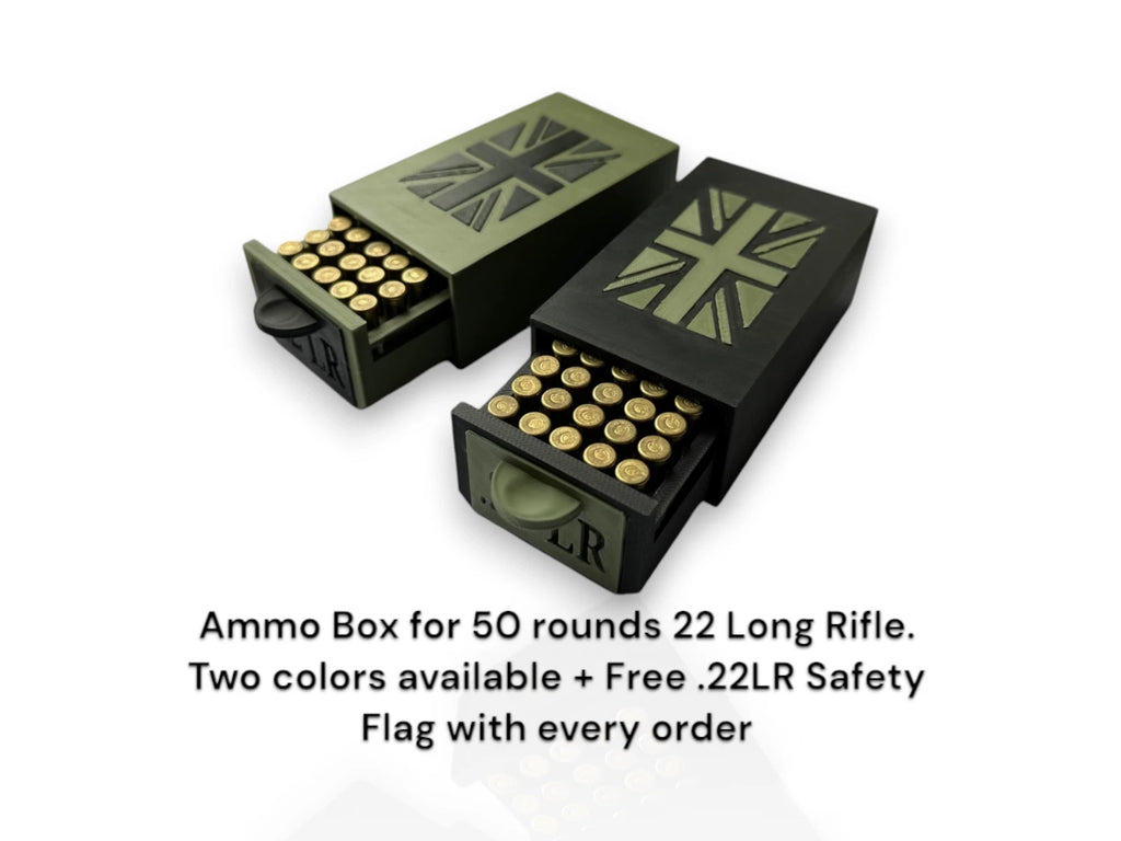 UK Flag .22 LR 50 Round Ammo Case Box for Hunting Shooting Ammunition