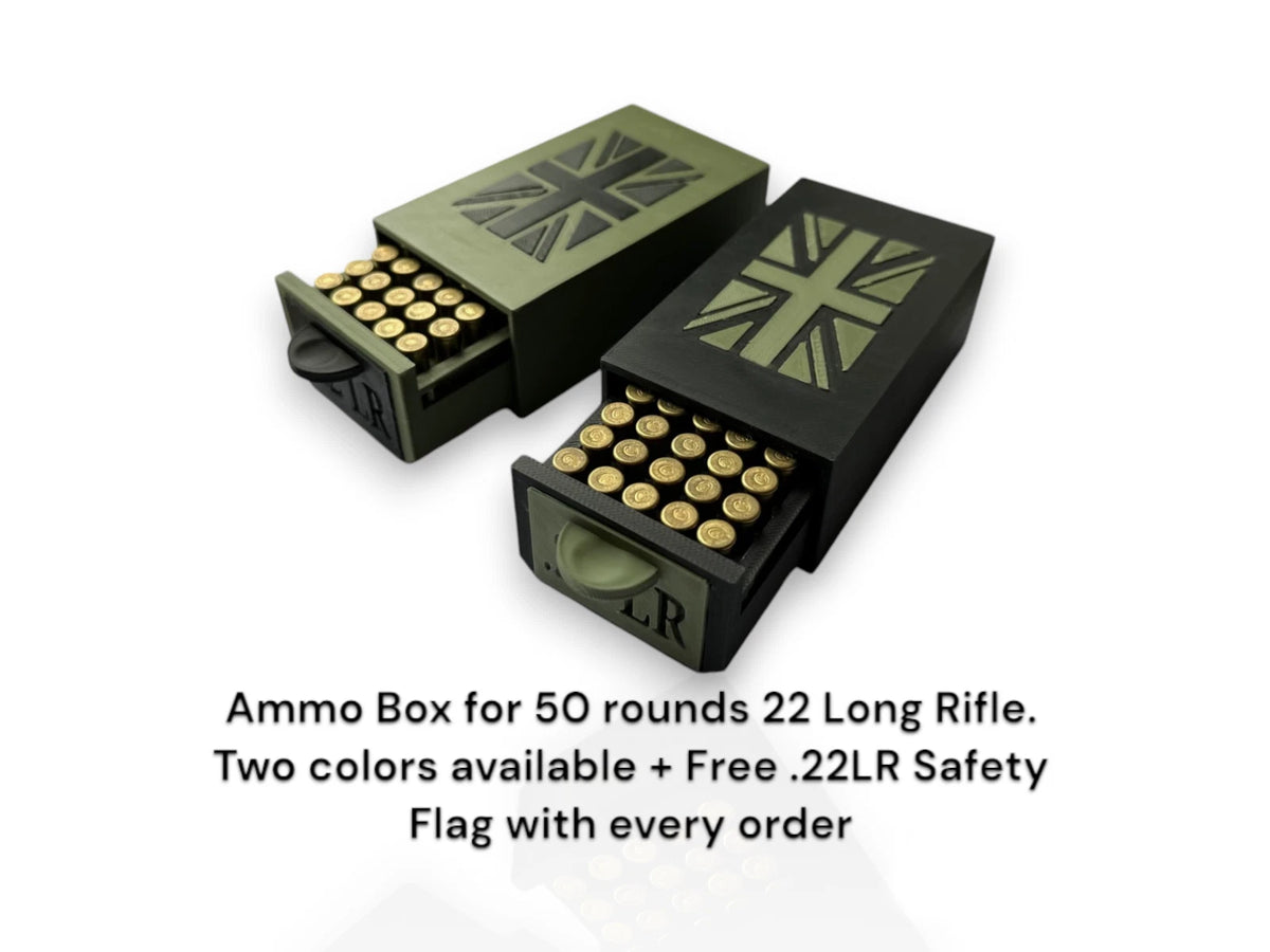 UK Flag .22 LR 50 Round Ammo Case Box for Hunting Shooting Ammunition