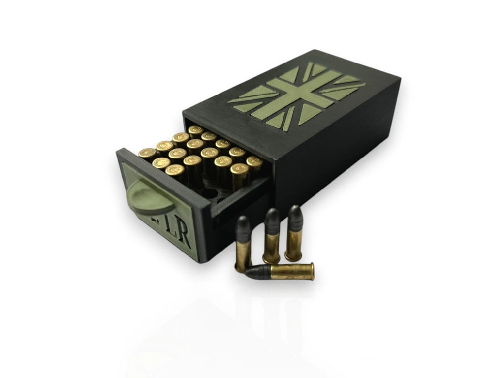 UK Flag .22 LR 50 Round Ammo Case Box for Hunting Shooting Ammunition